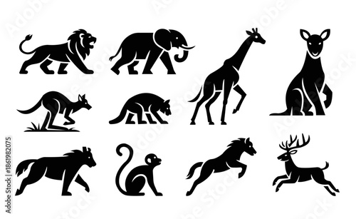 wild animals silhouettes