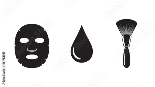 Black Spa Icons Set in Simple Flat Design with Clean White Background for Beauty and Wellness