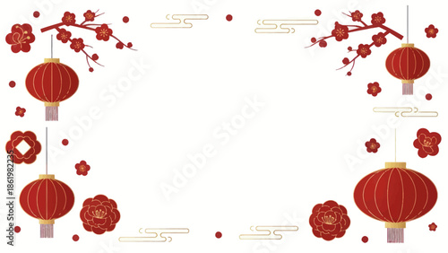 Chinese Lanterns and Plum Blossoms.