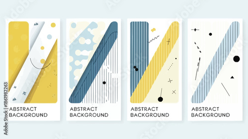 Set of modern abstract backgrounds with geometric shapes and patterns