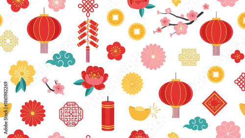 Chinese New Year Celebration Elements Pattern.
