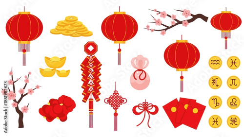 Chinese New Year Decorations and Symbols.