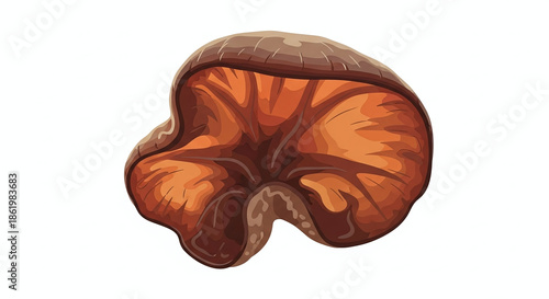 Illustration of a detailed brown mushroom.