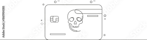 Credit card fraud icon with skull symbol illustrating cyber crime financial scam online payment security warning