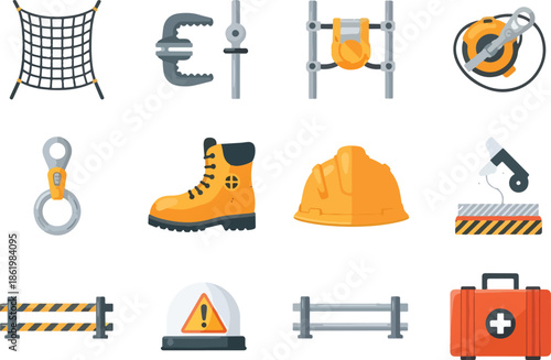 Construction Safety Equipment and Tools Collection.