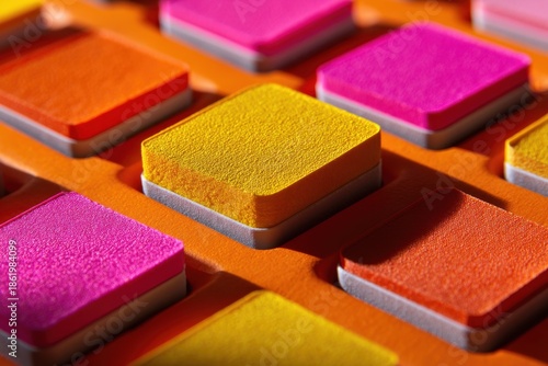 Orange yellow pink product branding stock images grid