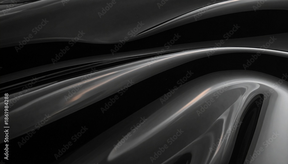 Obraz premium Abstract Black Viscous Liquid Surface Background with Wavy Light Reflections