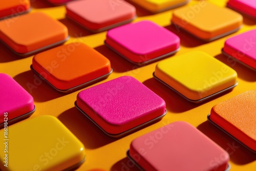Orange yellow pink product branding stock images grid