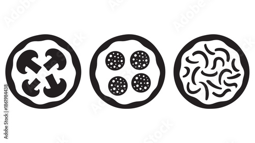 Cell Division Stages in Simple Black Silhouette with White Background for Scientific Illustration