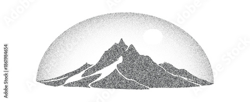grain stippled mountain range dotted landscape terrain