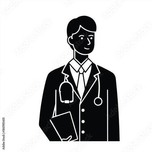 Doctor silhouette collection. Medical officer silhouette vector illustration isolated on a white background.