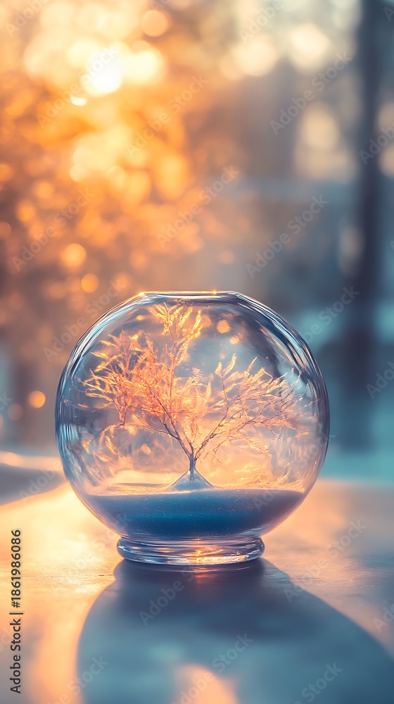 custom made wallpaper toronto digitalEphemeral Miniature: A Glass Globe Encapsulating an Ethereal Winter Tree Scene