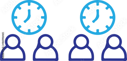 man clock bule line icons set vector illustration style collection 