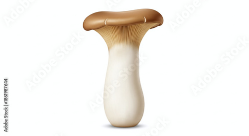 King Oyster Mushroom Isolated on White Background Healthy Food.