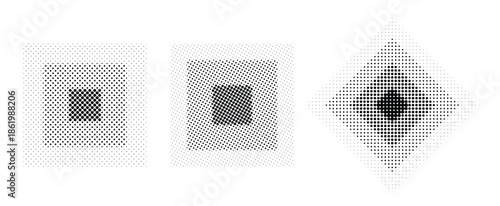 halftone concentric square set comic texture rectangles