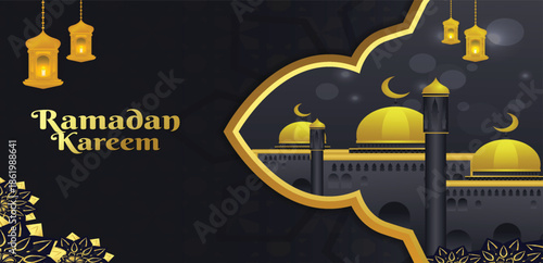 Ramadan Kareem black color stylish Islamic background