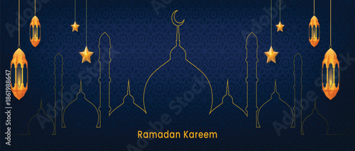ramadan kareem banner design islamic celebration background