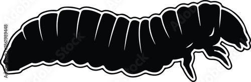 Silhouette Grub Larva Insect Pest Creature Animal Isolated Black White Vector Illustration