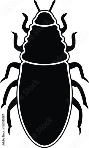Silhouette Insect Beetle Bug Pest Simple Minimalist Glyph Icon Vector Illustration