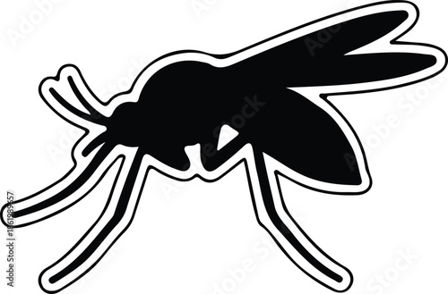 Silhouette Mosquito Flying Insect Pest Control Warning Hazard Outline Icon Vector Illustration