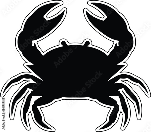 Silhouette Simple Black Crab Sea Animal Outline Art Graphic Vector Illustration