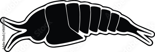 Silhouette Shrimp Prawn Seafood Marine Animal Simple Minimalist Black Vector Illustration