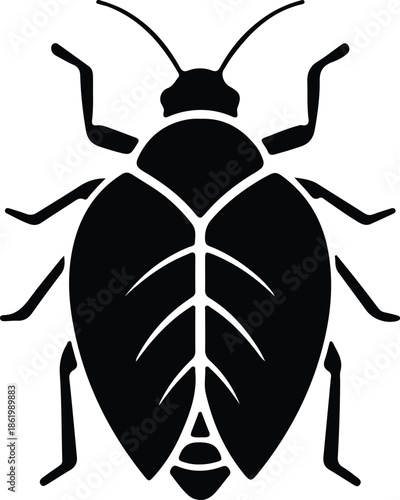 Silhouette simple black insect bug beetle pest graphic icon Vector Illustration
