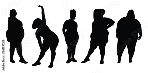female silhouettes including fat girl and mother 