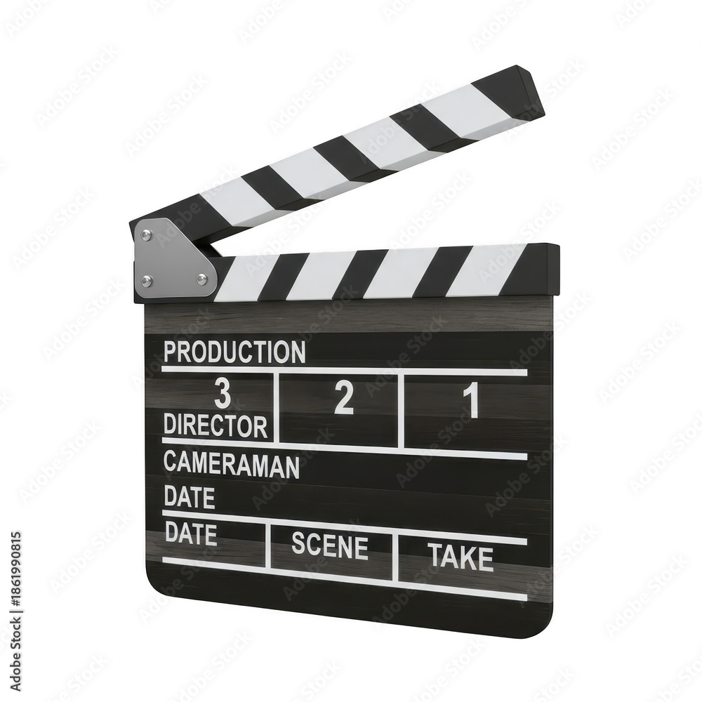 Fototapeta premium Movie clapperboard isolated on transparent background