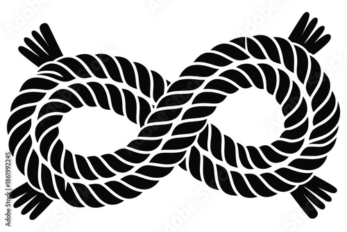 A bundle of rope silhouette vector art illustration, black solid cord shape, nautical and survival concept, camping equipment symbol, isolated design for icons, logos, crafts, and creative graphic