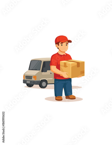 delivery man with package image