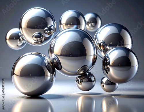  Floating Realistic 3D Liquid Mercury Orbs Transparent Background PNG