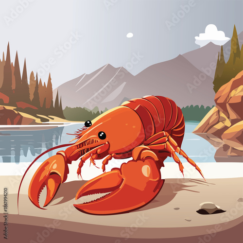 Fresh red lobster and gourmet seafood shellfish with claws served on ice or isolated against a white background for a delicious cooked crawfish dinner meal