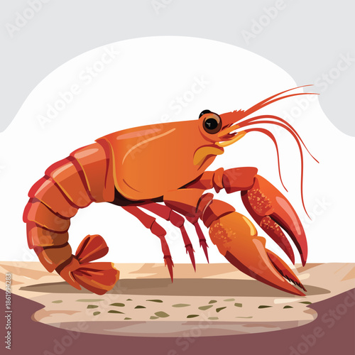 Fresh boiled crayfish and red lobster served on a white plate as a gourmet seafood crustacean dish isolated on a clean background