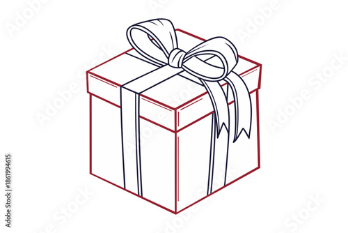 A square gift box with a ribbon and bow Vector