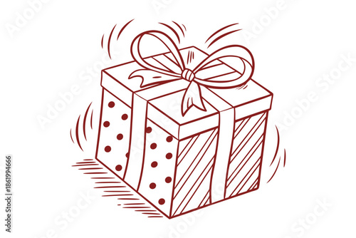 A festive gift box with ribbon and a polka dot design Vector