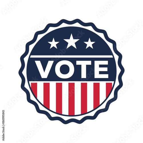 Vote badge icon with patriotic election symbol illustration