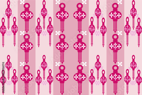 The decoration of pink lantern from geometric shape on pastel baclground.