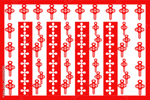 The decoration of lantern and flower in red and white tone.Chinese New Year Theme