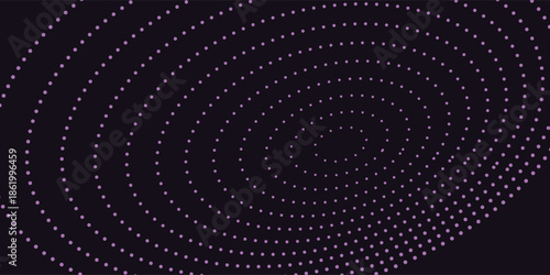 3D purple techno background. Big data visualization on dark space with dotted lines shape decoration. Modern graphic design element dots circle style concept for banner, flyer, card, cover or brochure