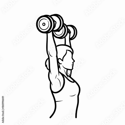 Close up of female athlete lifting dumbbells for training