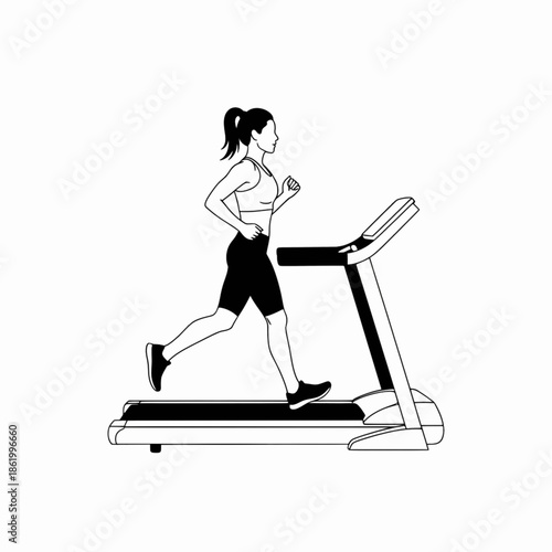 Young woman running on treadmill for cardiovascular health fitness