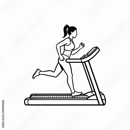 Fast running motion on treadmill by active female athlete
