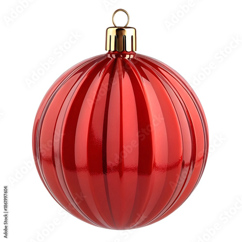 Christmas hanging ball ornament with red glossy finish.