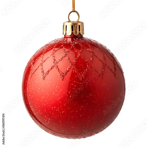 Christmas hanging ball ornament with red glossy finish.