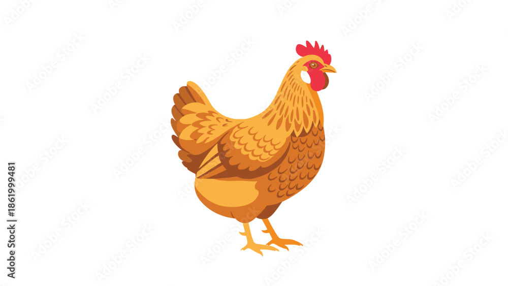 Fototapeta premium Detailed illustration of a healthy brown hen standing gracefully, showcasing its beautiful feathers and alert posture, perfect for farm and poultry themes.