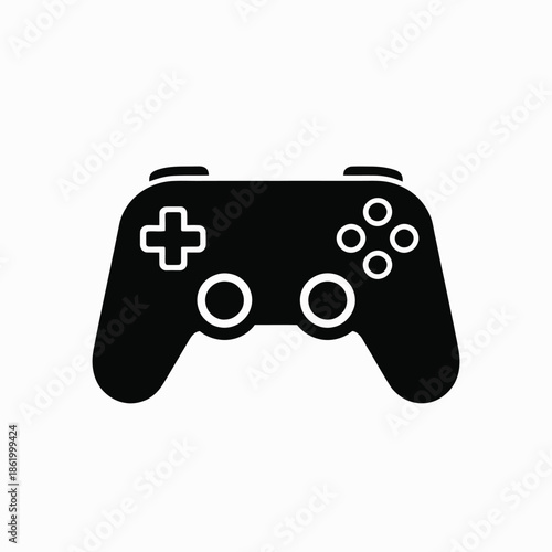 Game Controller Icon in Simple Flat Design with Black Color on White Background for Gaming Logo