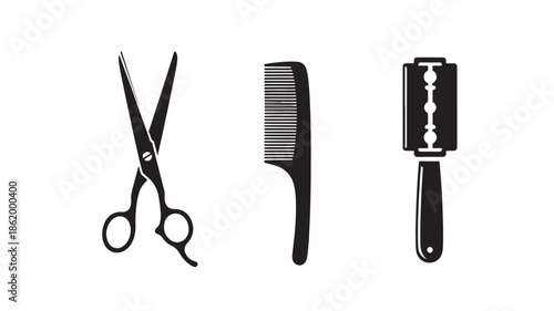Shaving Tools in Minimalist Style with High Contrast Lighting on White Background for Grooming