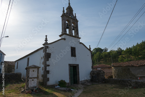 Traditional White Church with Bell Gable in Spanish Countryside
