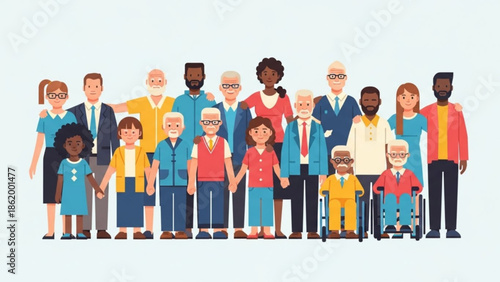 Diverse Group of People Standing Together in Unity